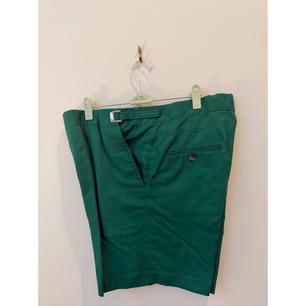 Size 34 vintage Higgins green golf flat front pants classic side buckle waist - Picture 2 of 4